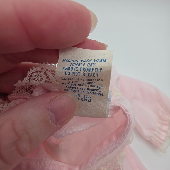 Vintage Alexis Baby Girls Pink Floral Lace Trim Dress 9 Months Made in USA - Picture 4 of 5